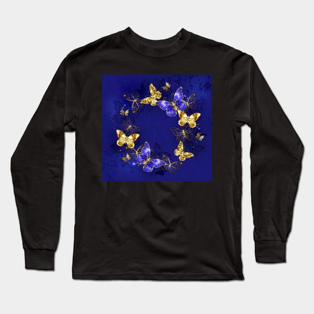 Round Dance of Sapphire Butterflies Long Sleeve T-Shirt by Blackmoon9